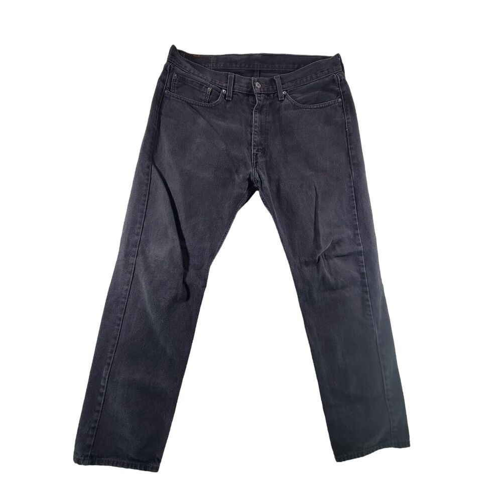 37x30 Levi's Jeans Men's 505 Black Regular Fit Denim Faded Straight Leg Classic